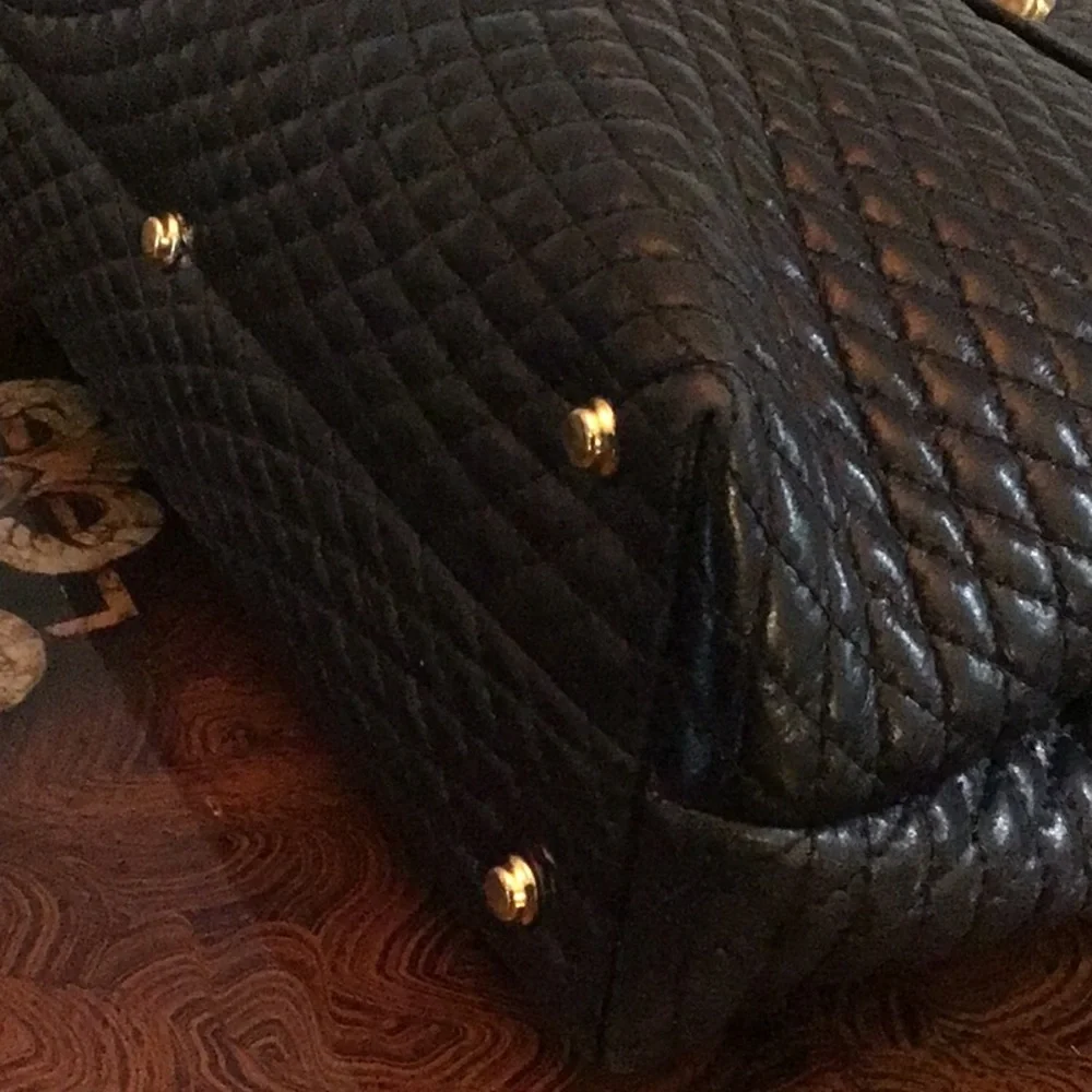 Vintage 1980s Bally Quilted Black Leather Handbag